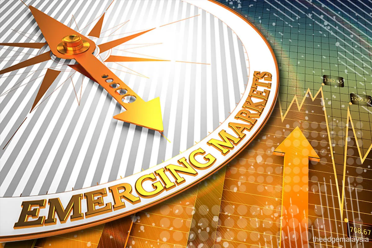 Currency notes beside a screen displaying financial market charts