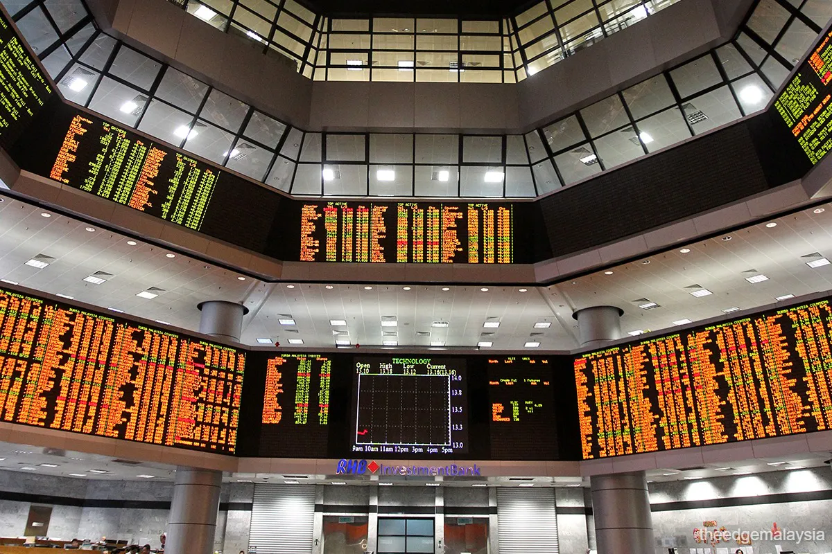Stock market display with share prices and an index chart