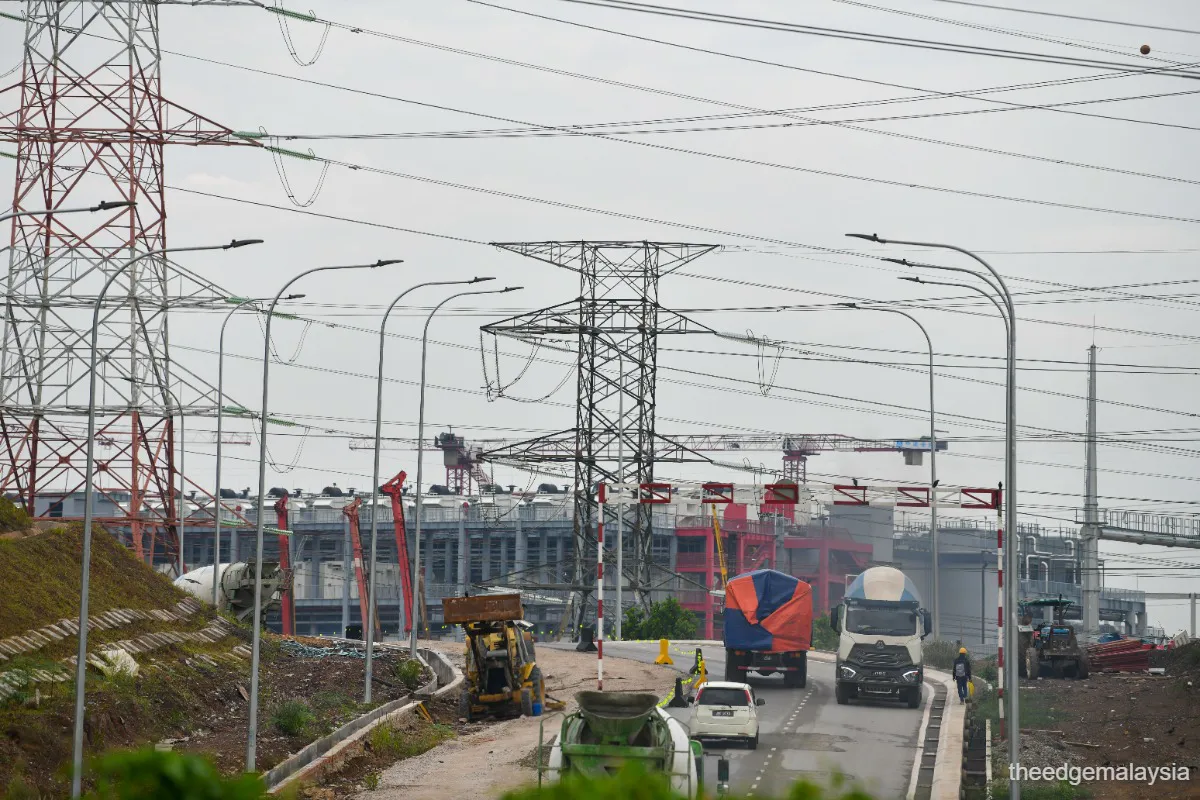 Electricity transmission towers and power lines