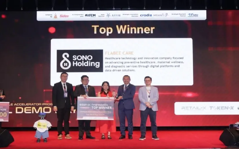 Illustration of startup teams presenting business ideas to a judging panel