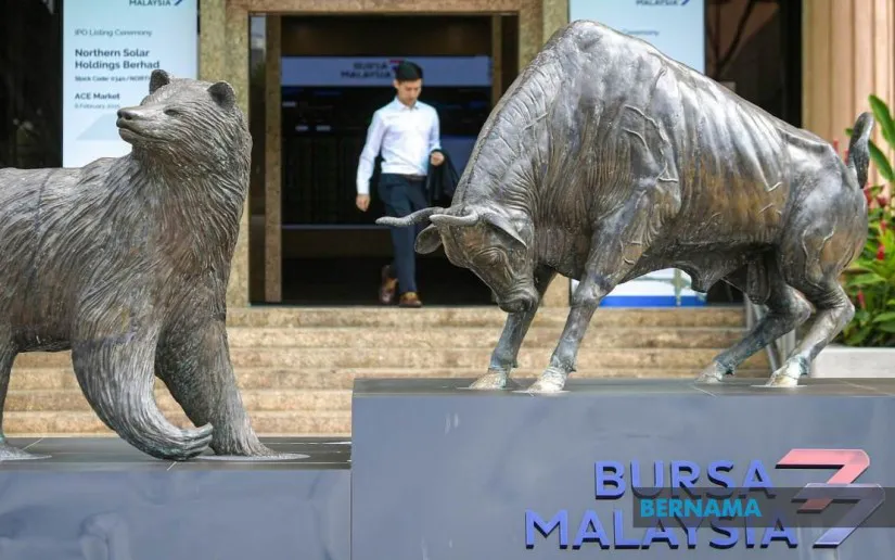 Stock market trading screens displaying share prices and index charts