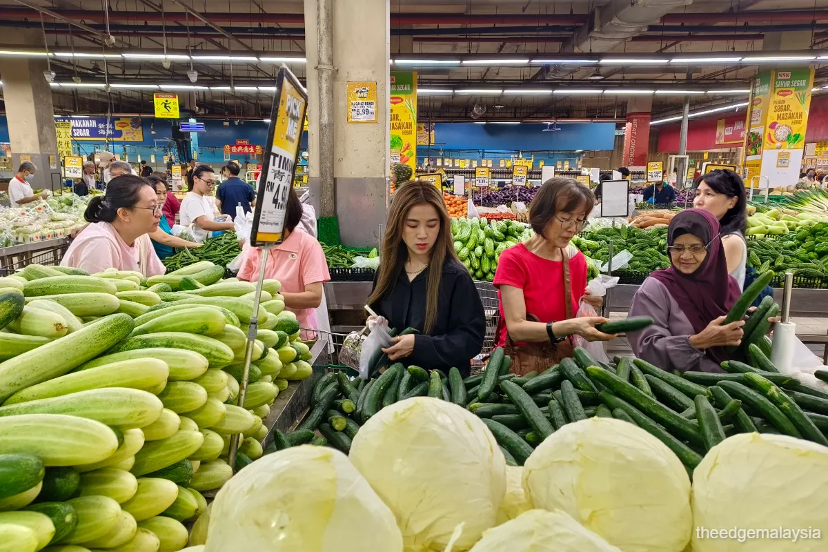 Groceries arranged on shelves in a Malaysian supermarket