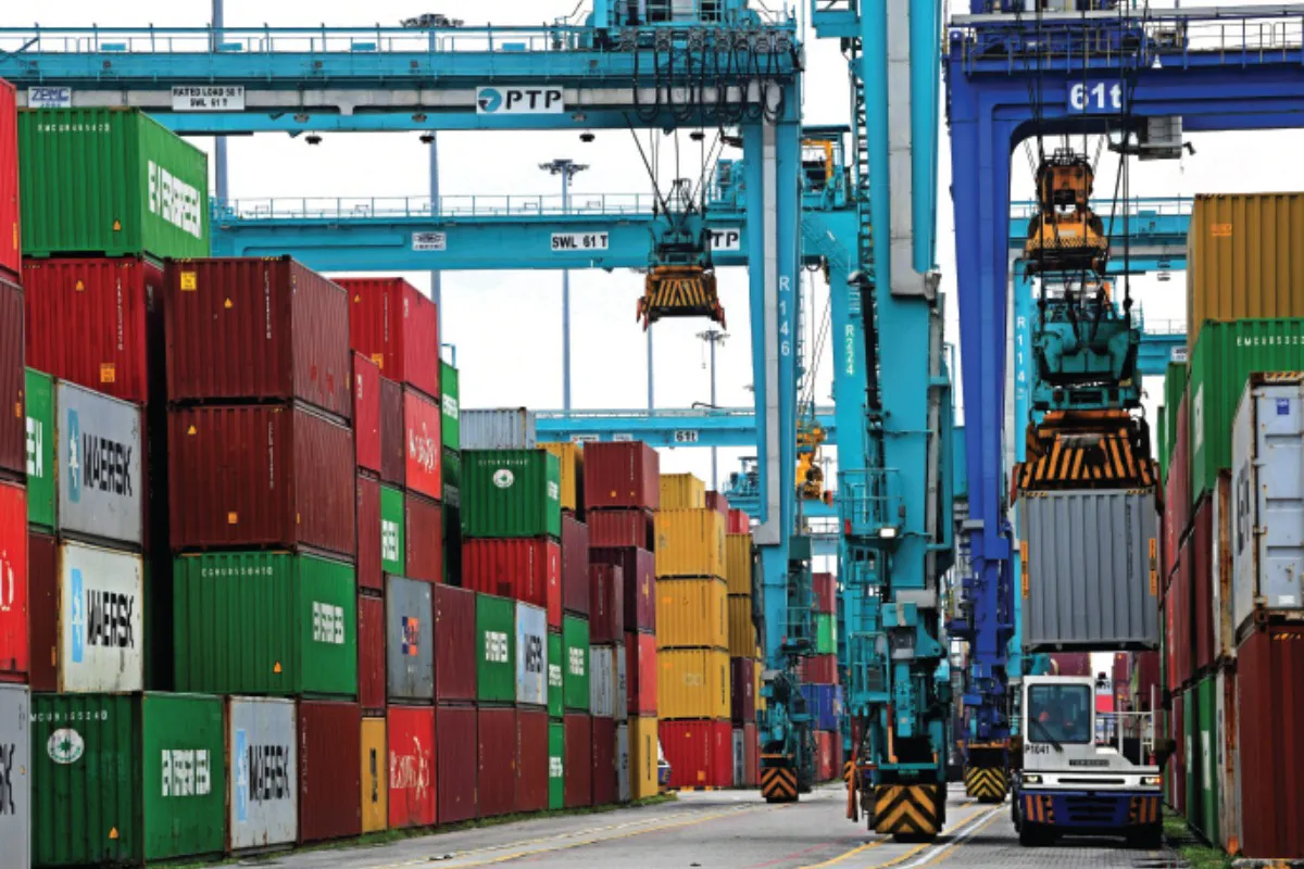 Container terminal with cranes and electricity infrastructure