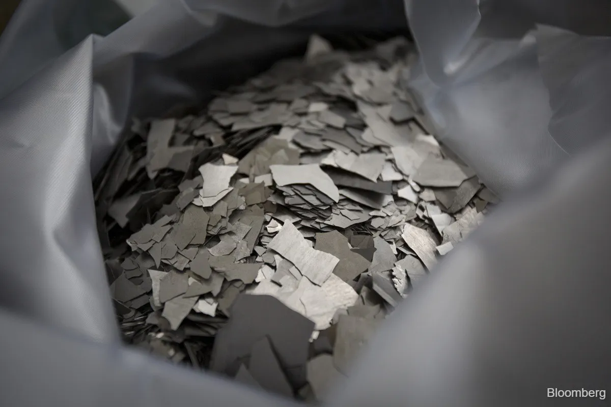 Mineral samples arranged for laboratory testing