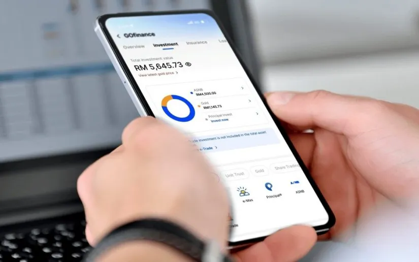 Illustration of a smartphone displaying digital investment options