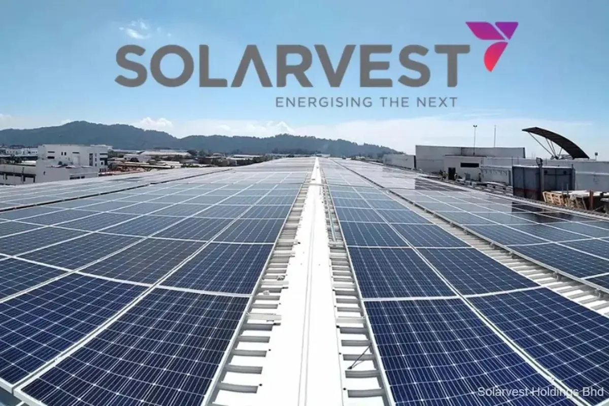 Solar panels arranged in rows at a utility-scale installation