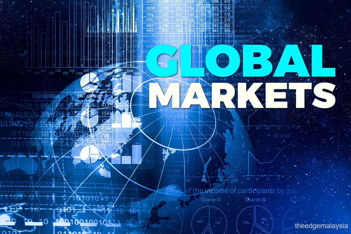 Electronic market board displaying share indices and price movements