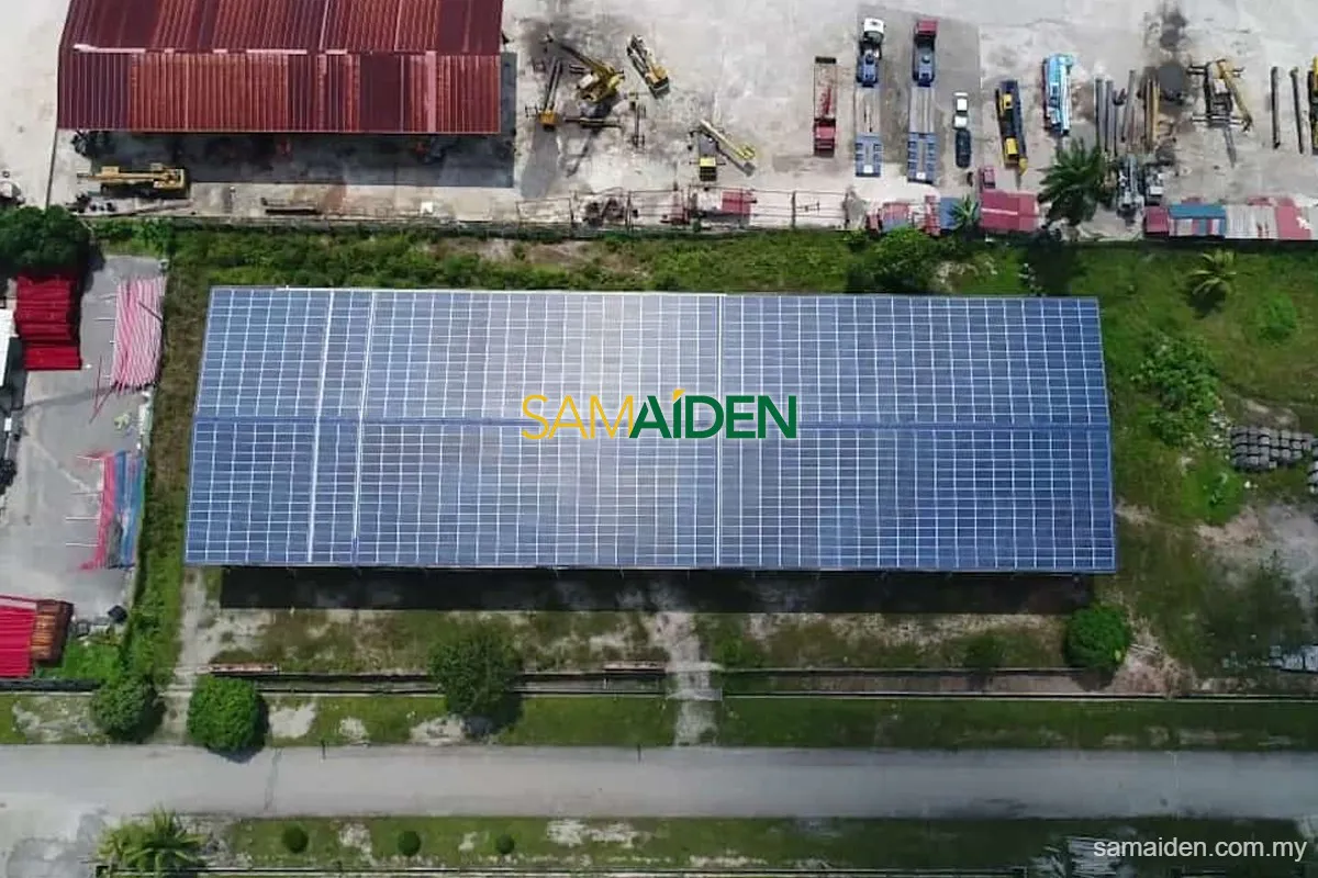 Rows of solar panels at a utility-scale photovoltaic facility