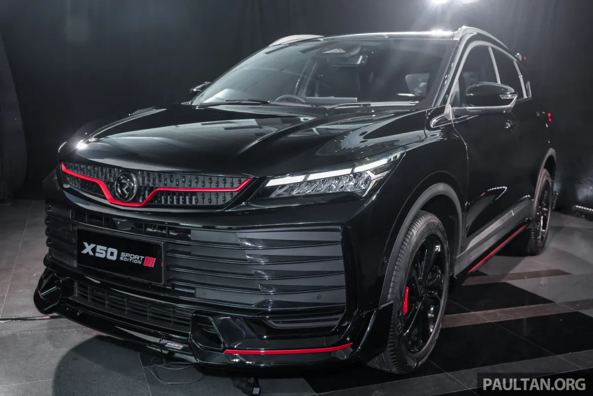 Illustration of a black SUV with red bodykit detailing